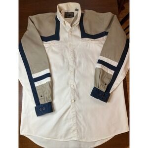 Spindle River Button Down Western Shirt Mens Sz L 90s Colorblock Cotton Rodeo